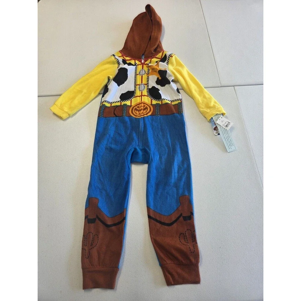 Disney Toy Story Woody Kids Hooded Union Suit Pajamas XS 4/5 NWT Costume